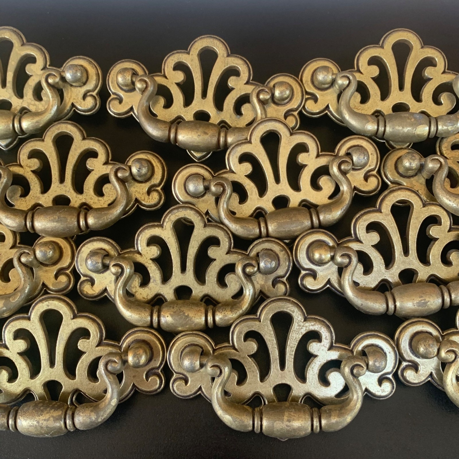 Vintage Brass Chippendale Drawer Pull Bail Hardware Drop Lot 12 Bat Salvage Gold
