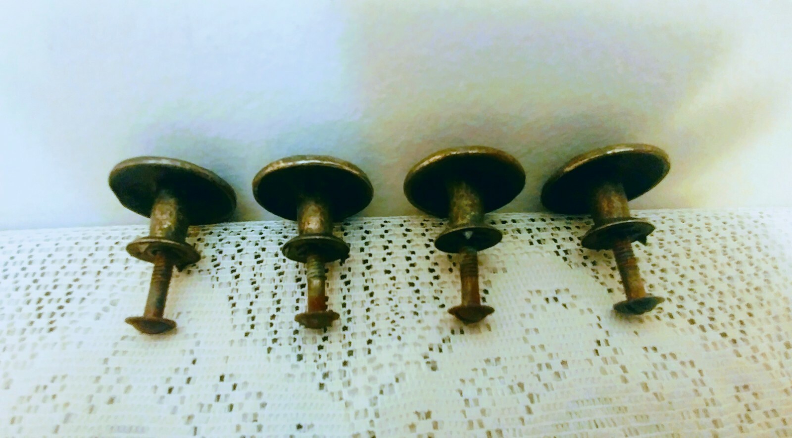 Lot of 4 Antique Vtg Ornate Brass Drawer Pulls /Handles w/Original Hardware