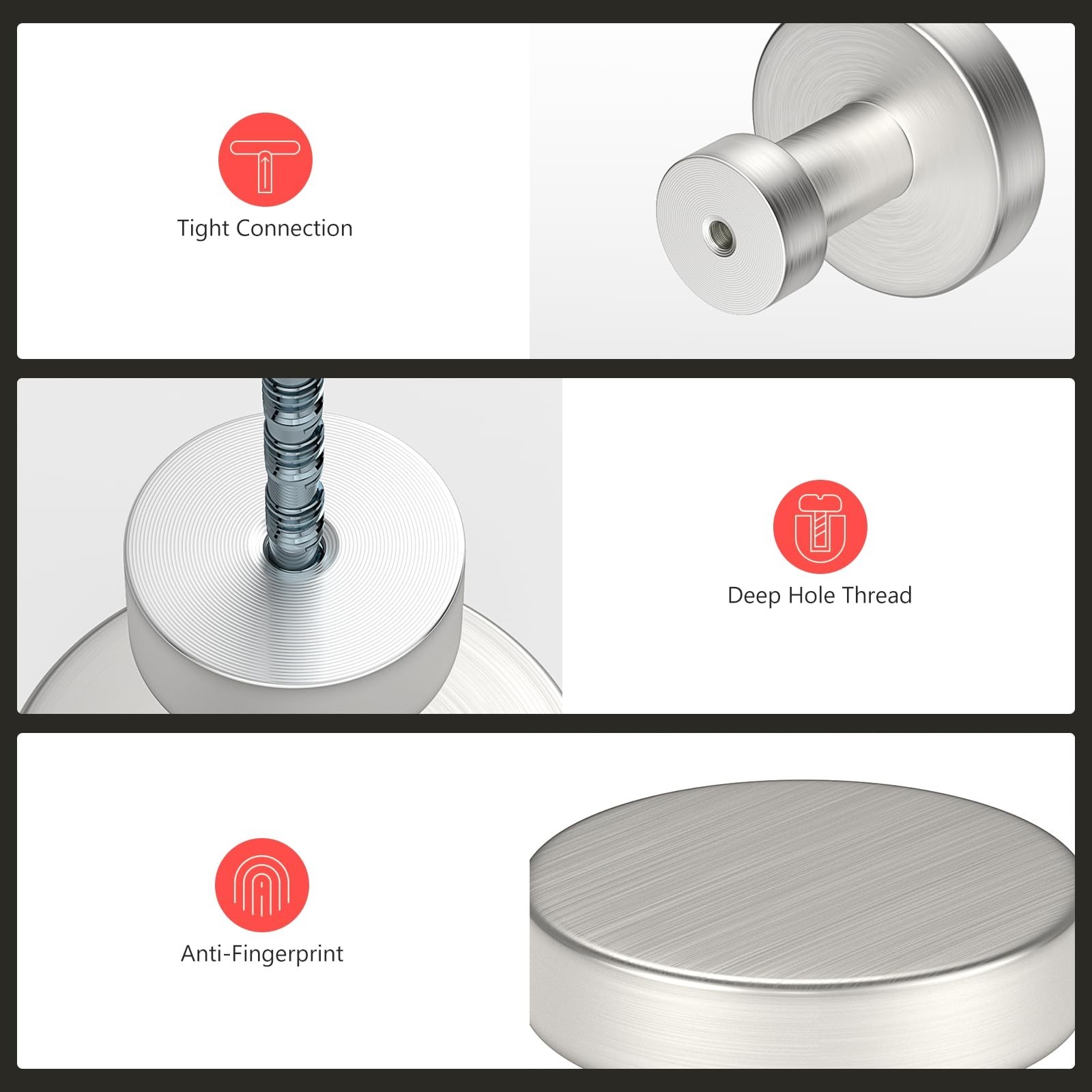 homdiy 10 Pack Brushed Nickel Cabinet Knobs, Silver Drawer Knobs, Round Singl…