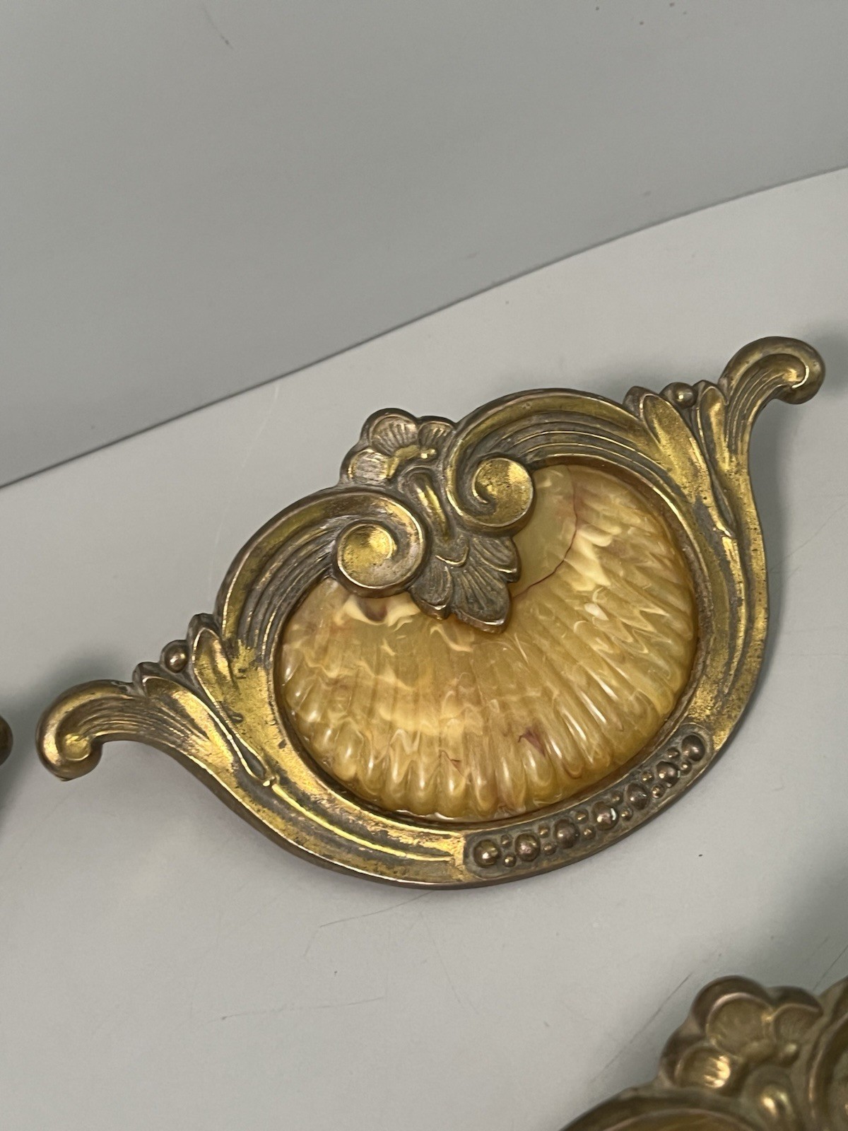 Vintage (1930’s-1940’s) Keeler Art Deco Celluloid & Brass Original Drawer Pulls