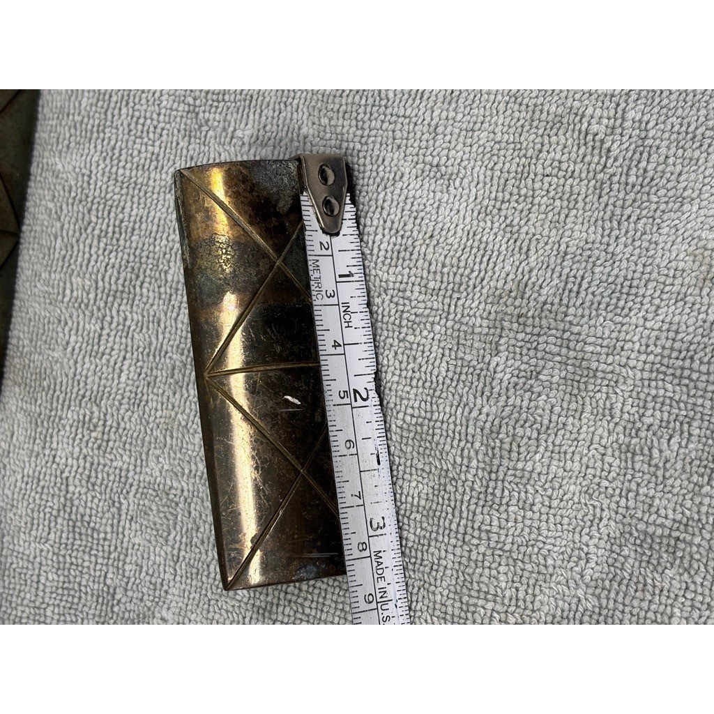 Vintage Brass Geometric Diamond Drawer Pulls Set of 5 MCM Cabinet Handles 3.5in