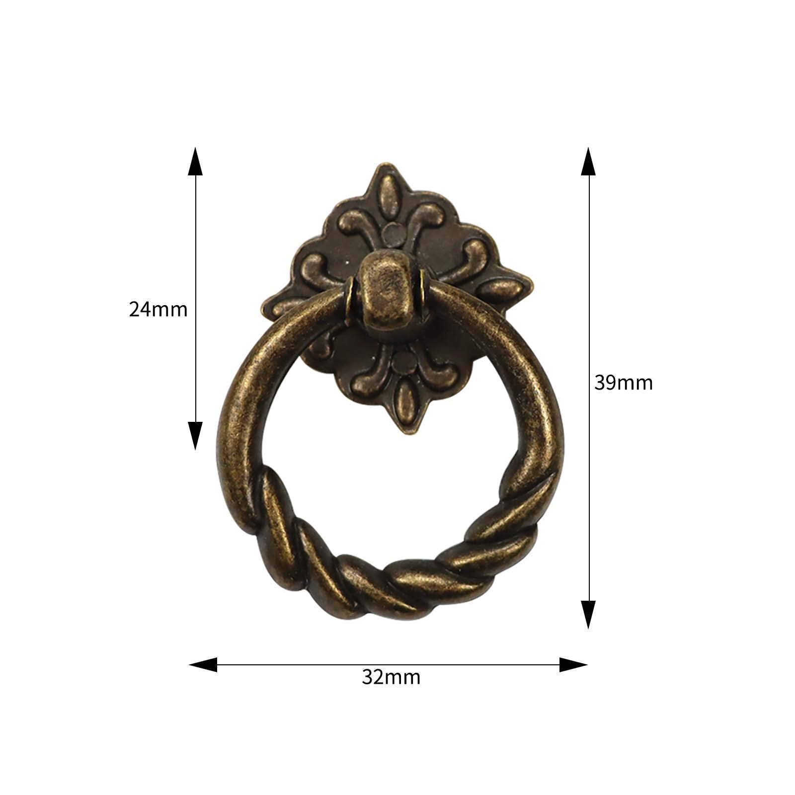 Chris.W 6pcs Vintage Bronze Drop Ring Knobs Pulls Handles for Dresser