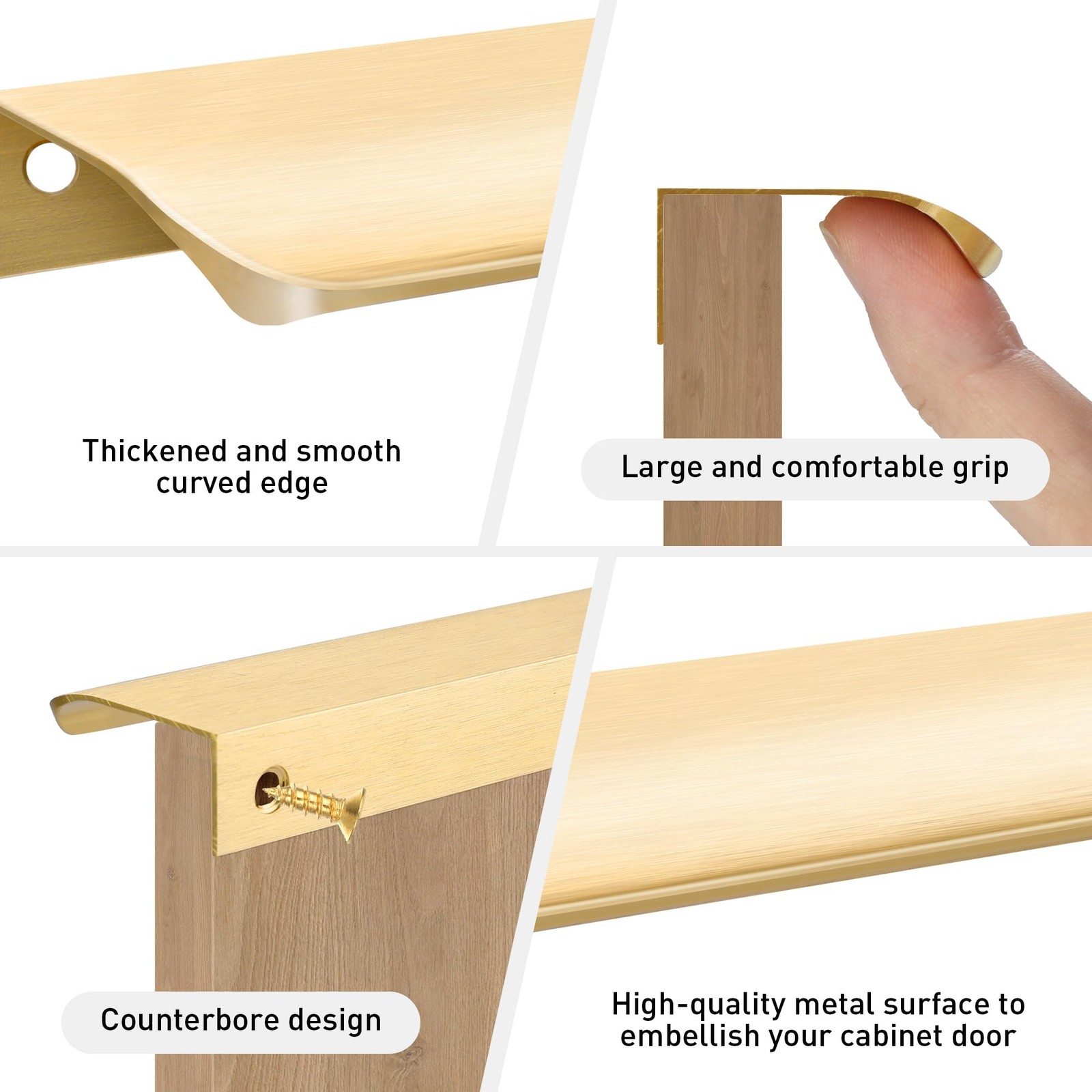 Vancoho 10 Pack Gold Finger Pulls For Cabinets 6 Edge Drawer Pull Concealed