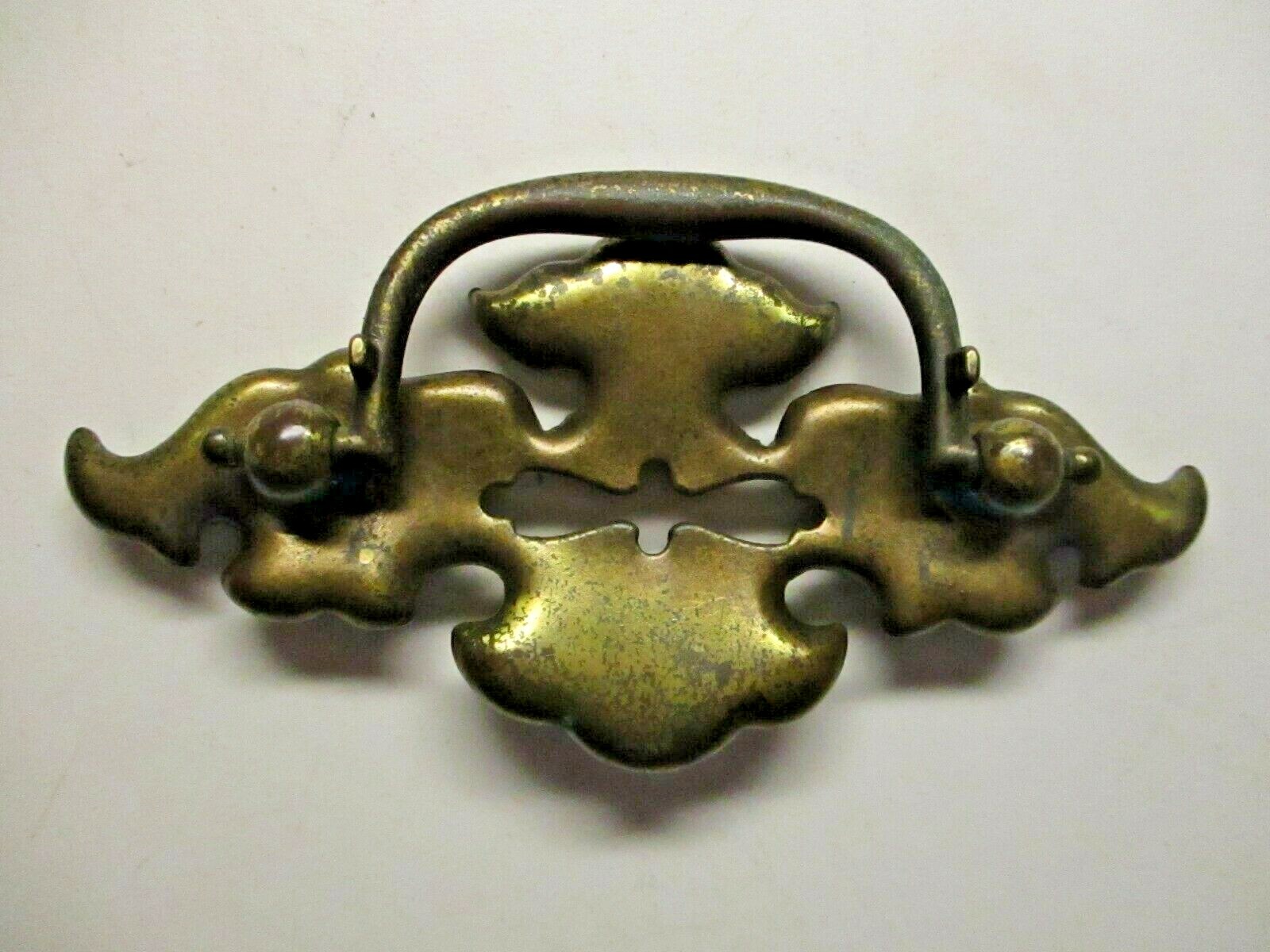 Bassett 927 Drop Bail Pull Handle 2-1/2″ Centers Aged Dark Brass 1 Vintage MCM