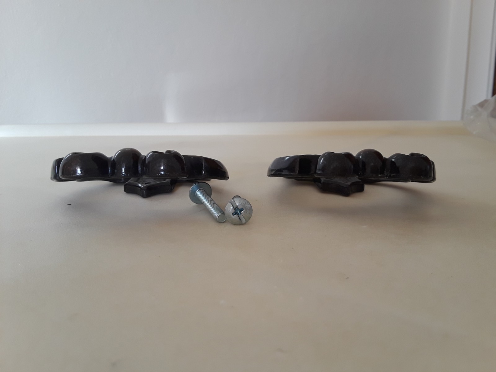 Two Antique Brass? Ornate Metal Drawer Cabinet Pull Knobs