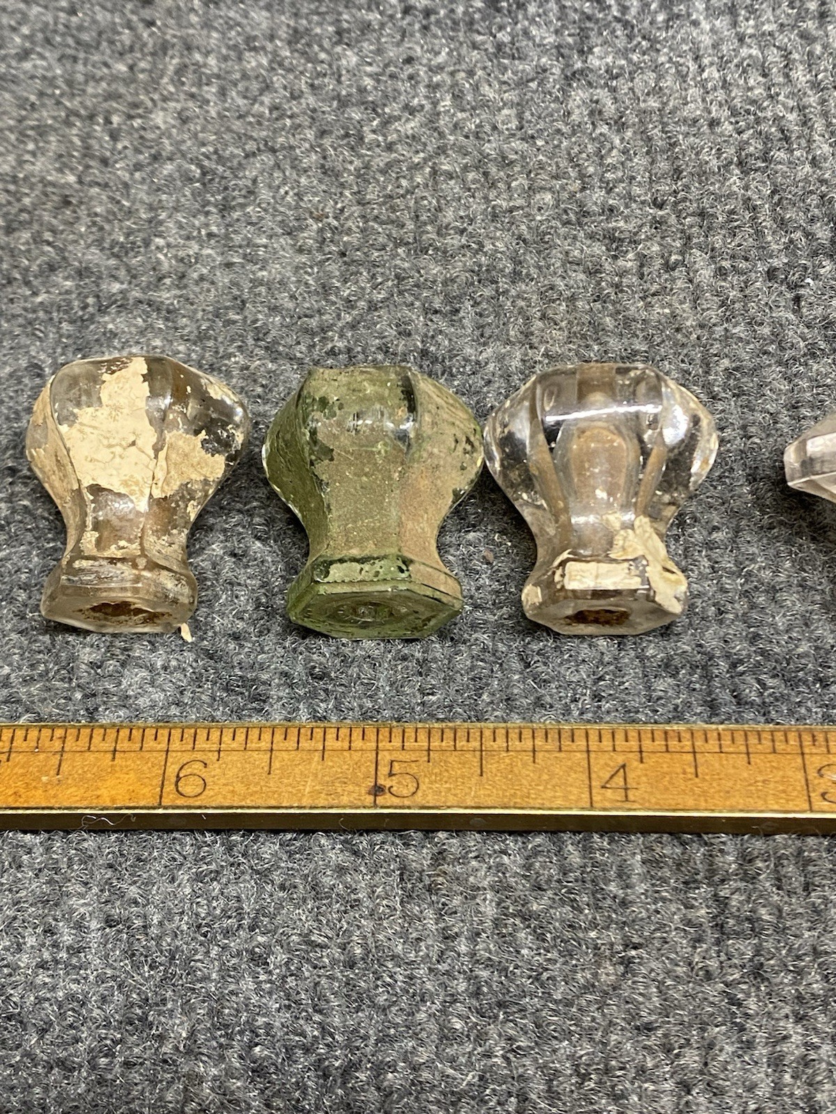 (7) Antique Glass Drawer Pulls Different Sizes And Styles