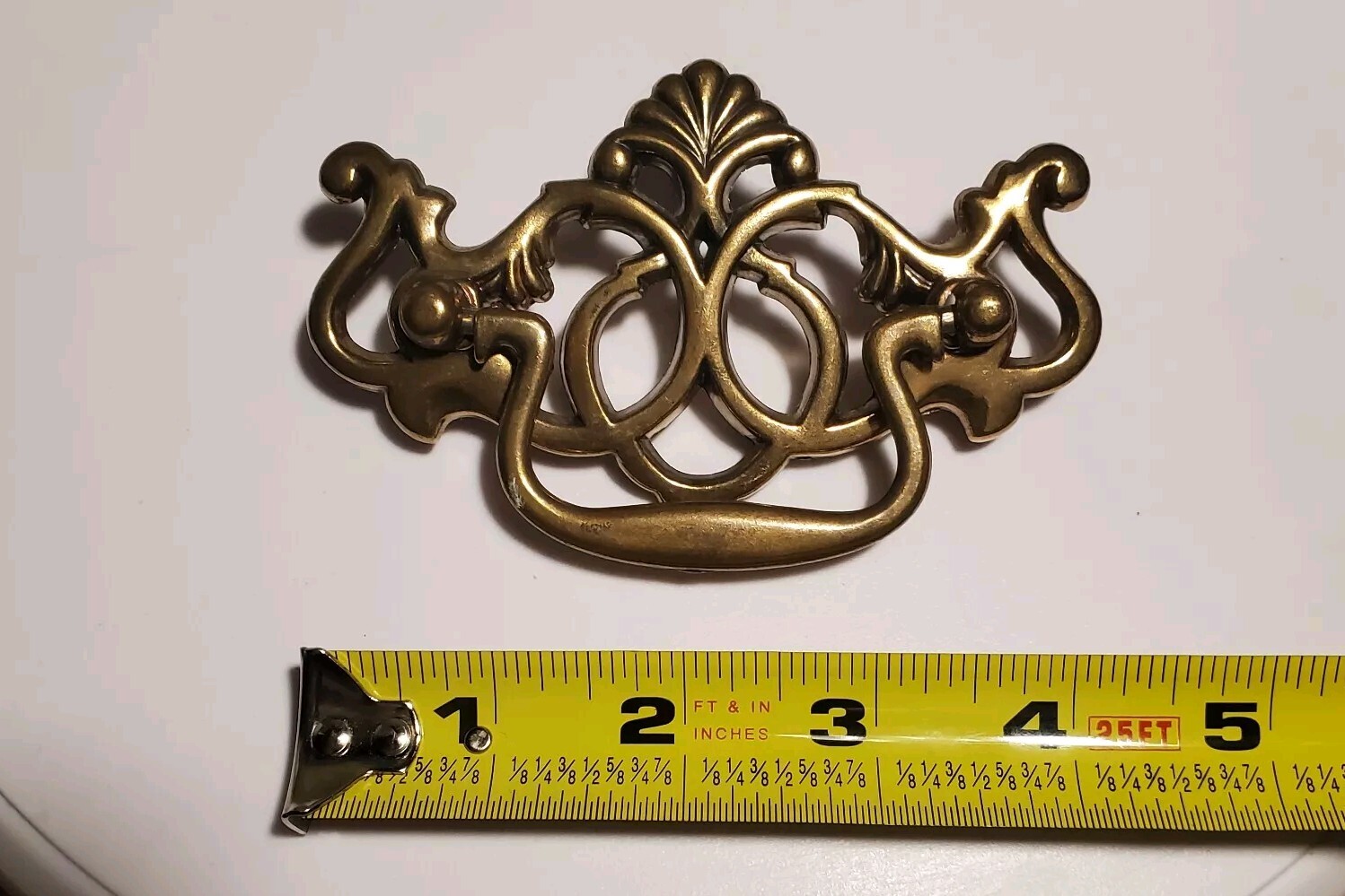 Vintage Brass Batwing Chippendale Metal Drop Bail Pull Drawer Dresser Hardware.