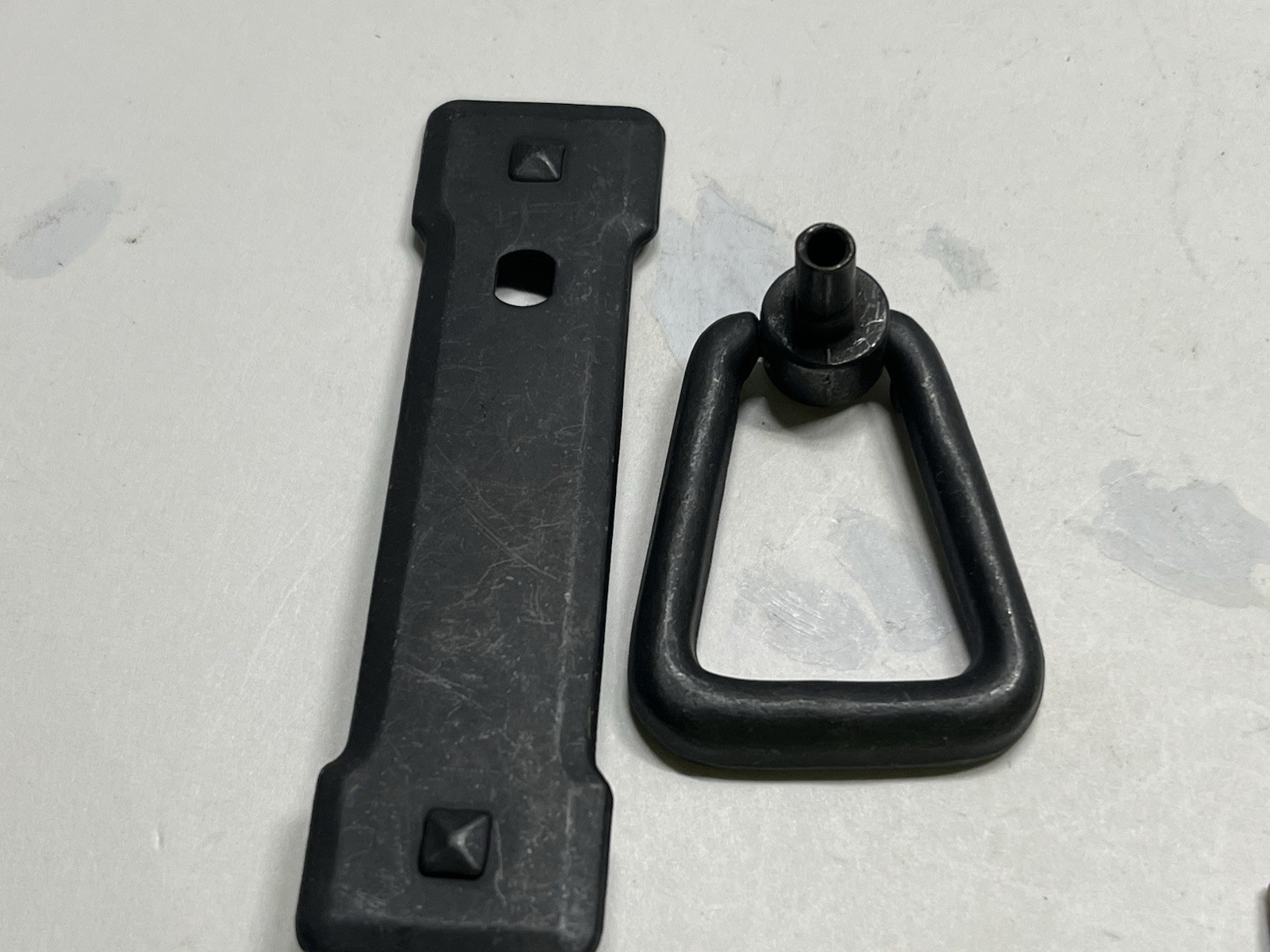 Lot (10) Black Rustic Mission Style 2pc.Vertical BackplateW/Triangle Swing Pulls