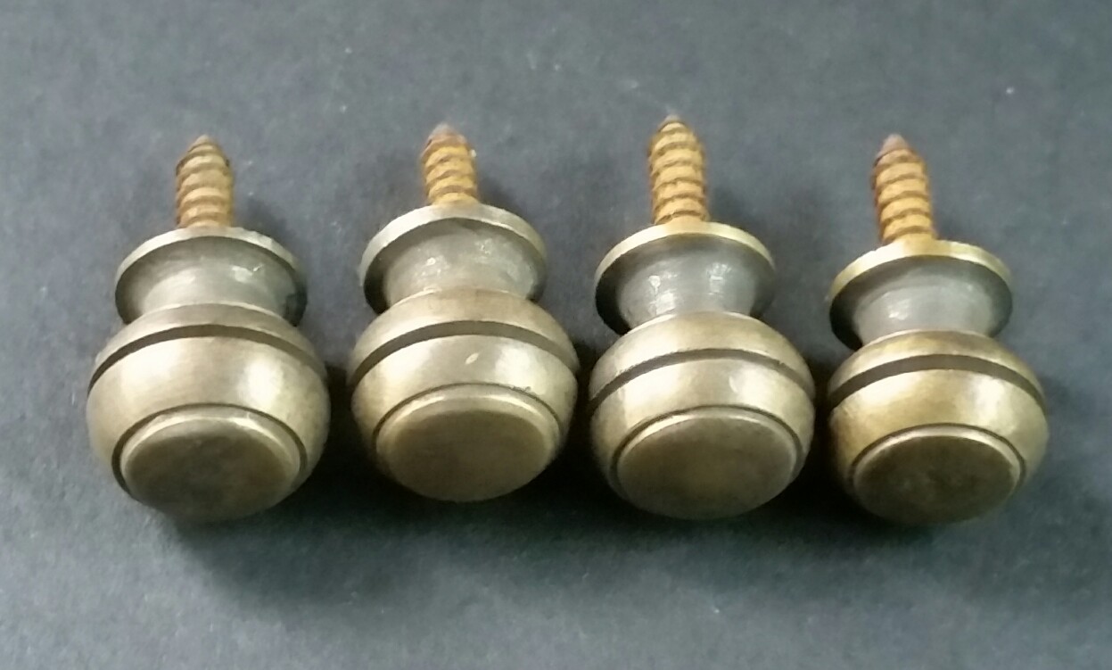 4 Solid Brass SMALL Stacking Barrister Bookcase 7/16″dia Knobs drawer Pulls #KK