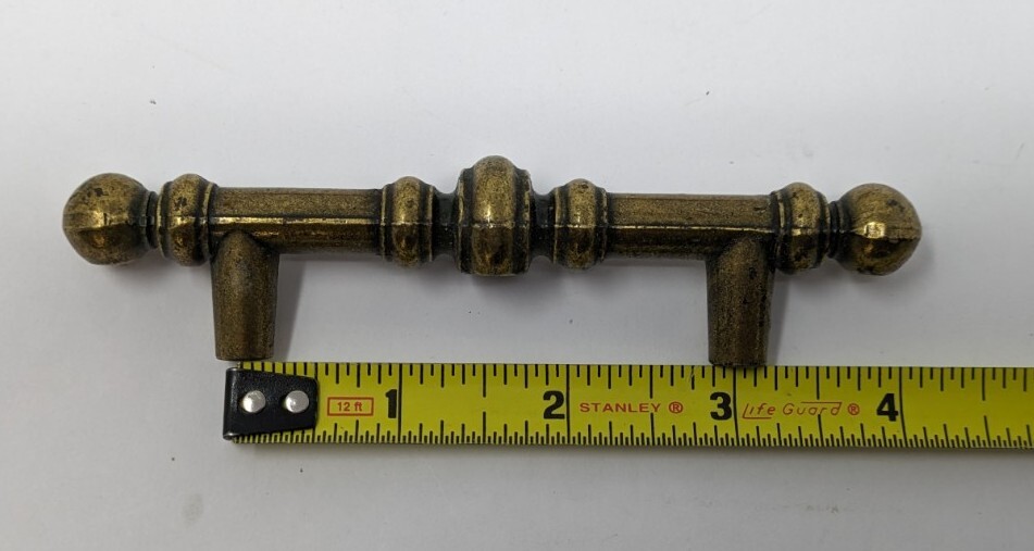 Cabinet Handle Drawer Pull Burnished Brass Bar Vtg 742-1 CAN RD 1977 Lot of 4