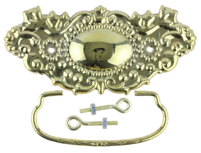 (5 Pack) 3 inch Medallion Center Stamped Bail Pull Solid Brass
