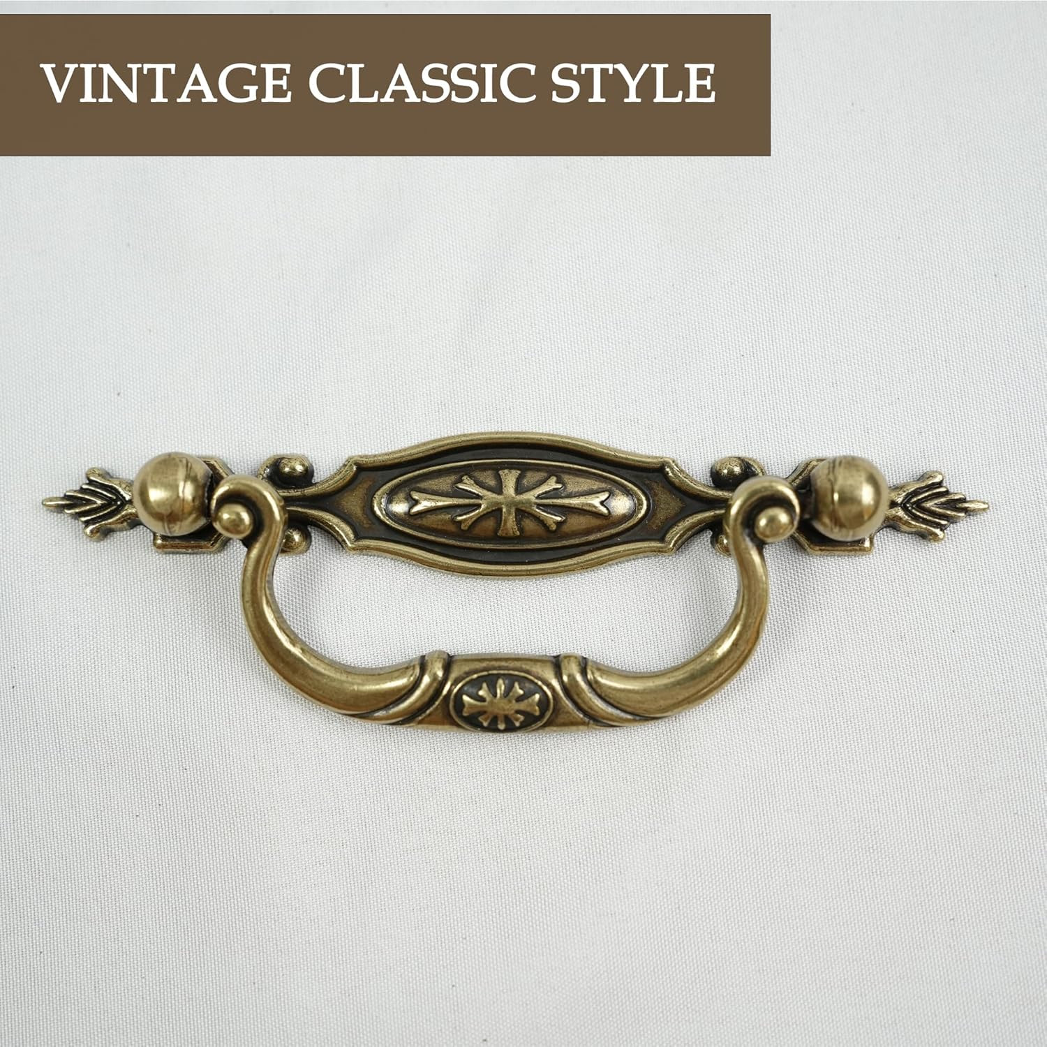6 Pack Vintage Bronze Drawer Pulls, 3 Inch Hole Center, Antique Cabinet Handles