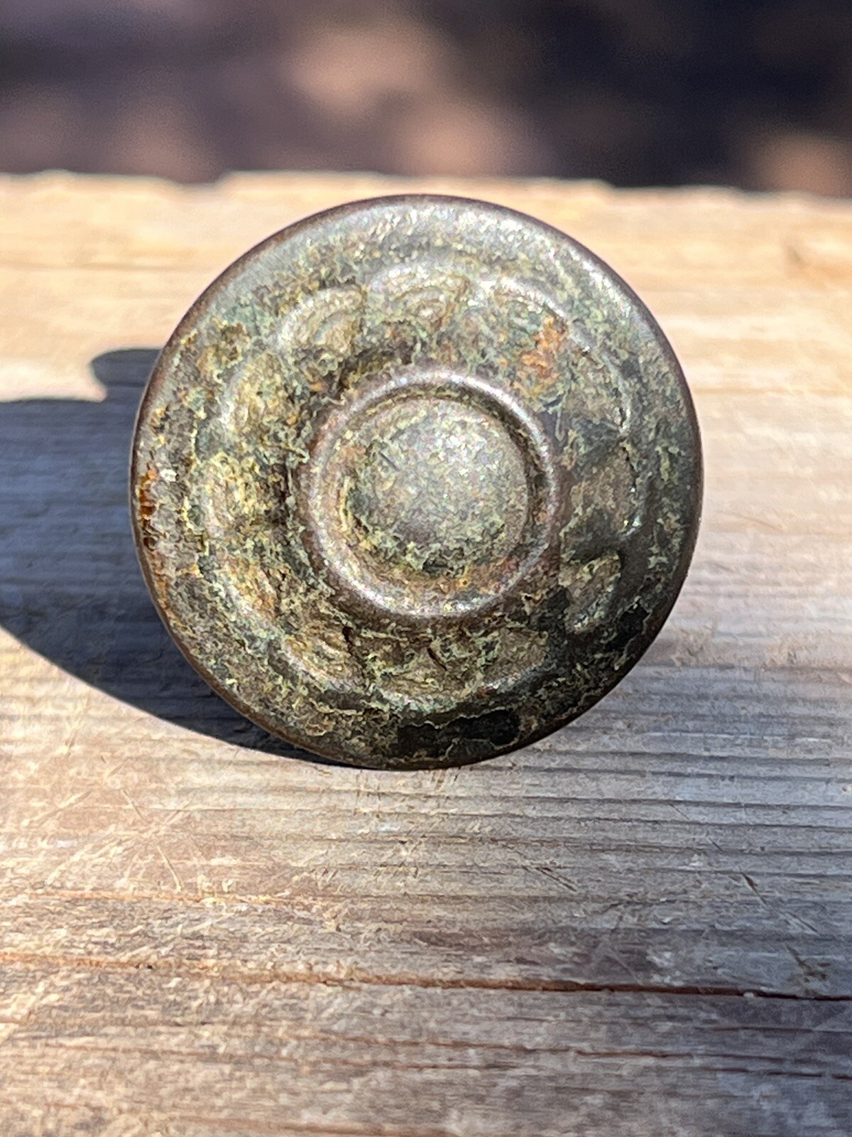 Antique Floral Brass Patina Round Drawer Pull 1”