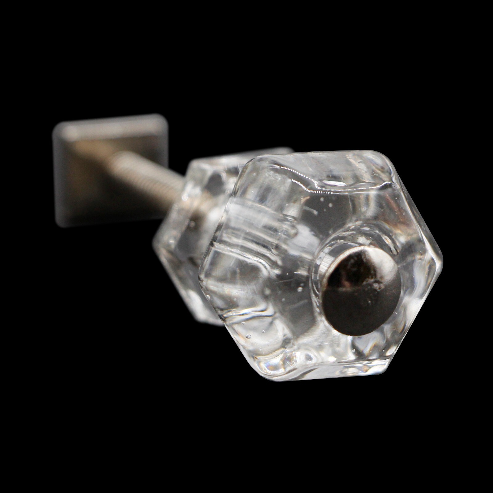 Vintage Hexagon 0.875 in. Clear Glass Drawer Cabinet Knob