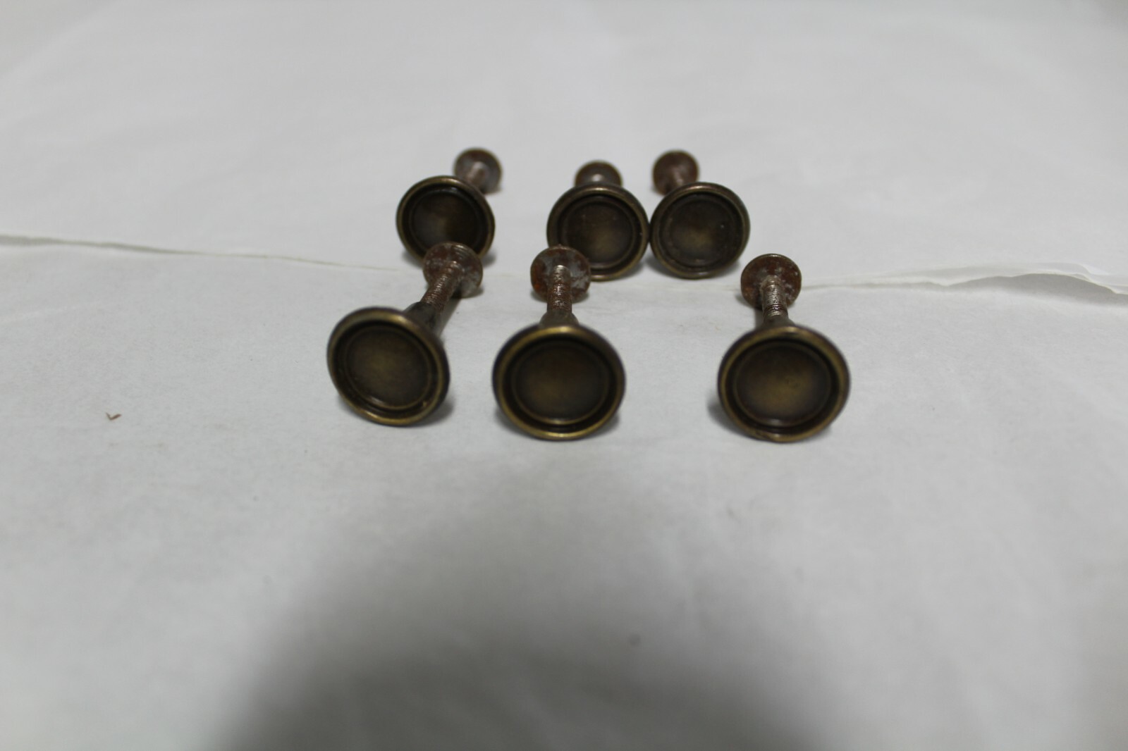 6 Old Brass Stacking Barrister Bookcase Knobs drawer Pulls Hardware handle buton