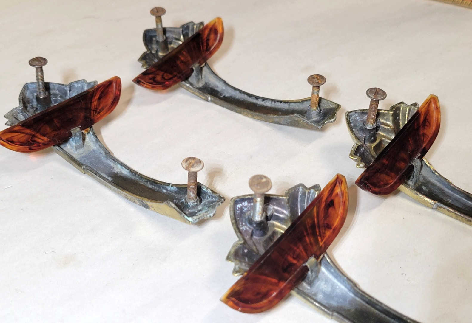 4 Art Deco Drawer Handle Streamline Theater-Style Vertical Pull Vintage Hardware