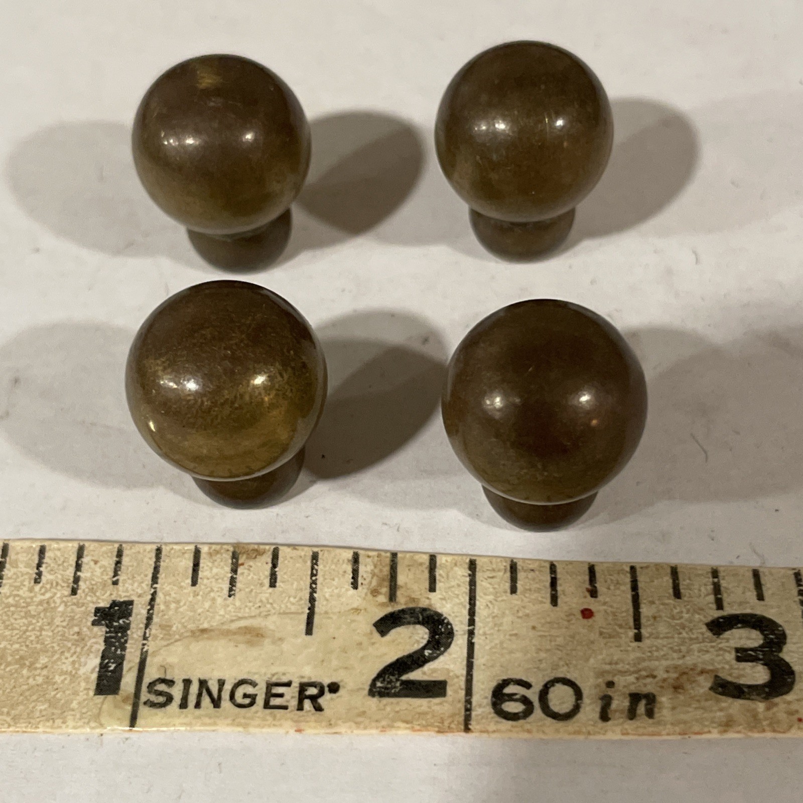 Vintage Solid Brass Small Drawer Knobs Pulls 1/2” Ball Shaped