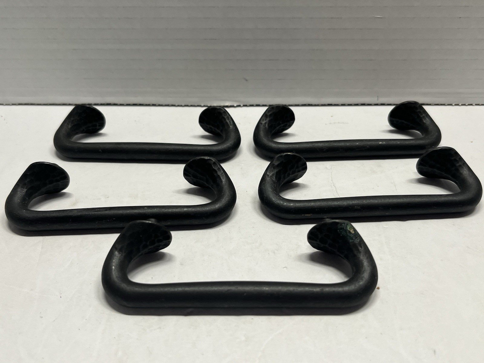 Vintage Lot (5) NOS KNC Heavy Black Fixed Drawer/Cabinet Pulls