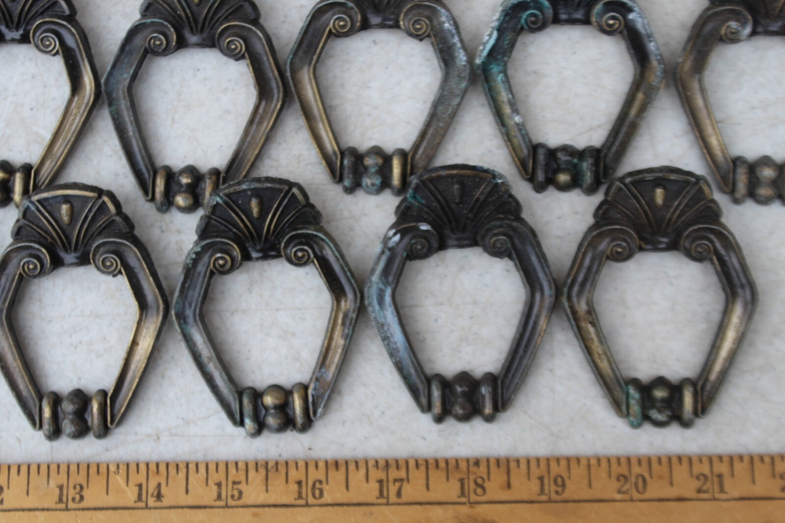 27 LOT VTG Toyo Japan Art Nouveau Art Deco Bronze Cabinet Drawer Pulls Handles