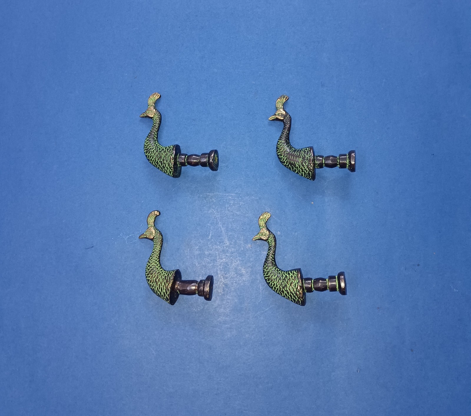 Turkey Bird Head Design Drawer Knob Brass Peacock Pull Set of 04 Pieces GTX