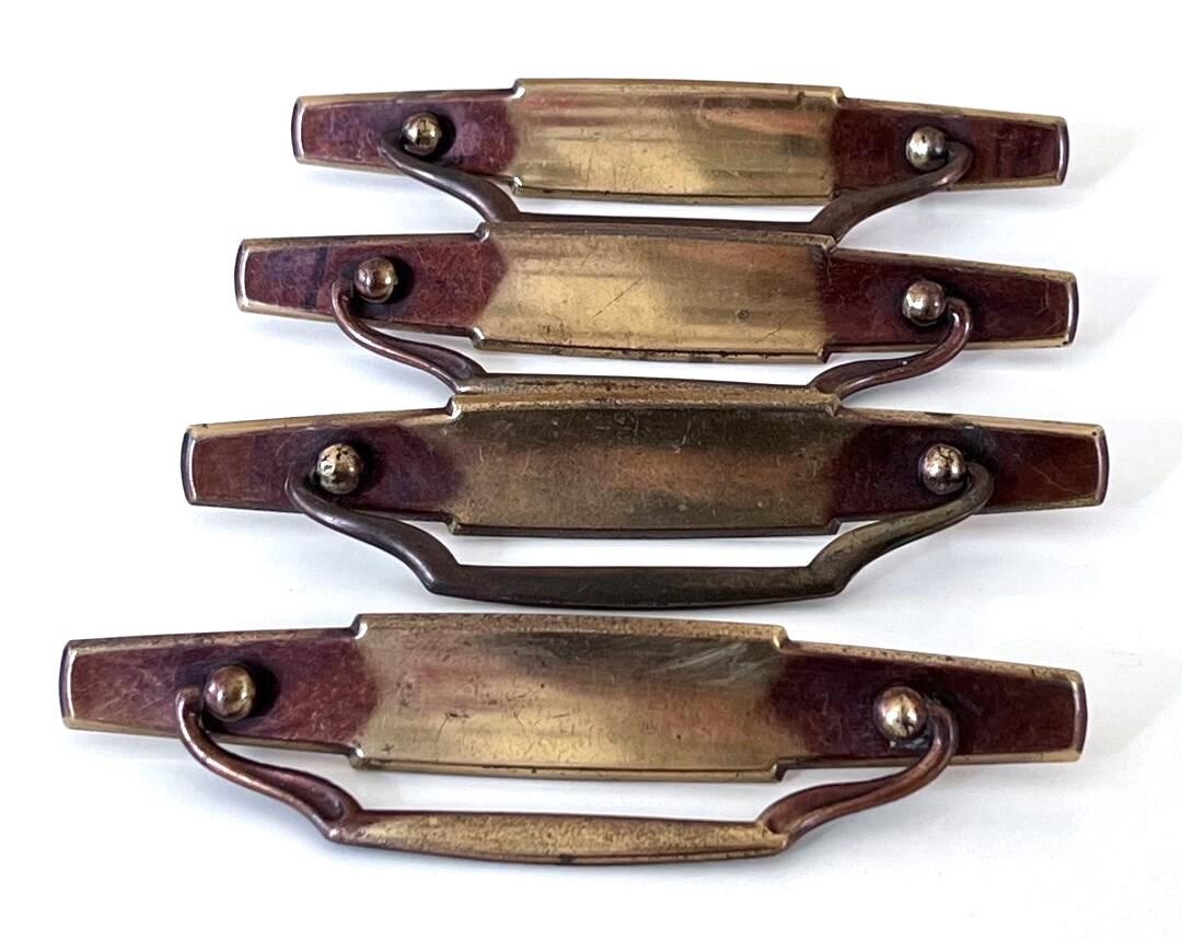 (4) Mid-Century Dresser Drawer Drop Handle Pulls 7″ Long / 4.5″ Screw To Screw