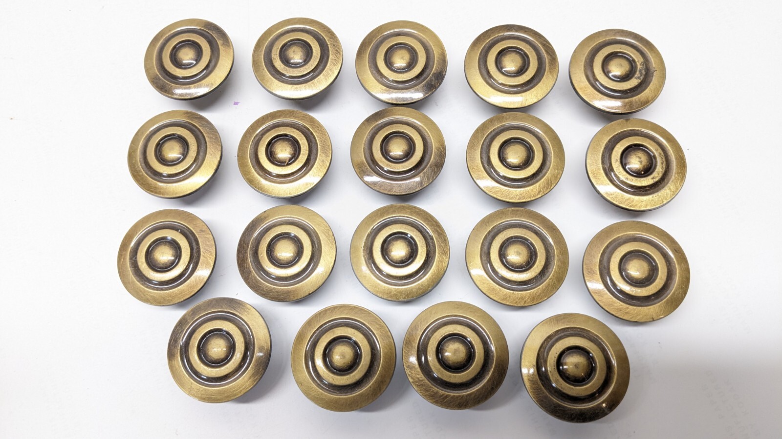 19 Vtg Round Mid Century Modern Knob Drawer Pulls 1.5” Handles Bullseye Mushroom