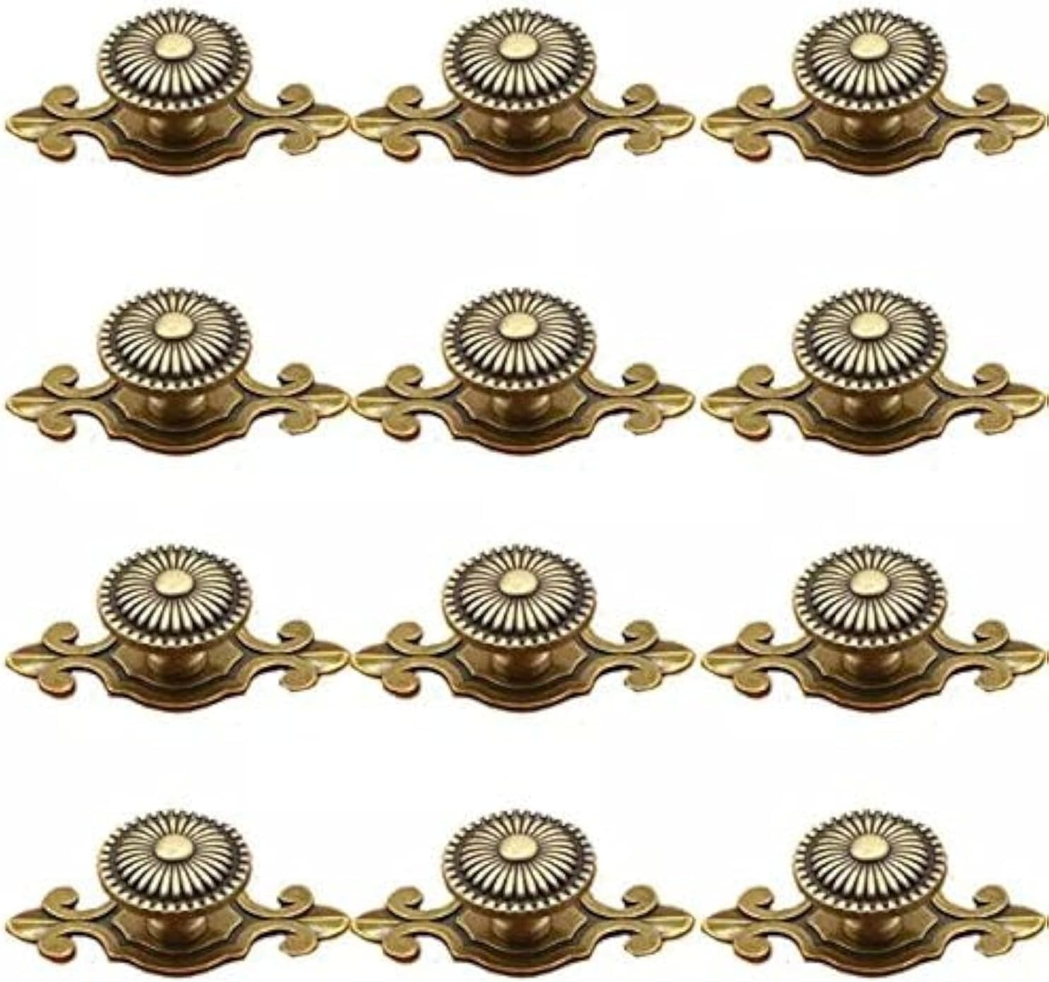 Golden Brass Antique Vintage Retro Drawer Cabinet Metal Knobs with Backplates 12