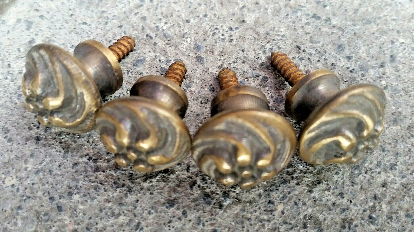 4 Sm solid Brass Floral ornate Stacking Barrister Bookcase 5/8″ Knobs Pulls #K14