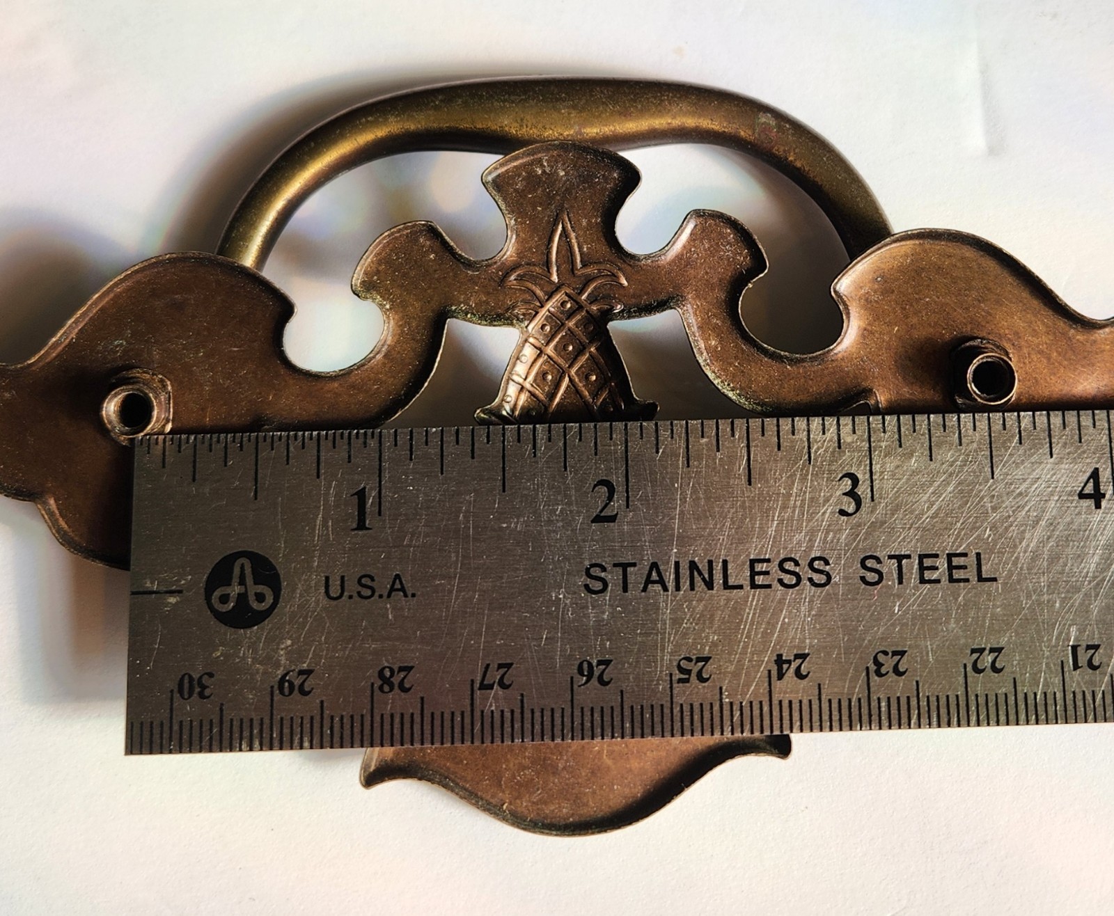 Vintage Chippendale Bat Wing Zinc/Brass Drop Bail Drawer Pull Handle 3.5″ Center