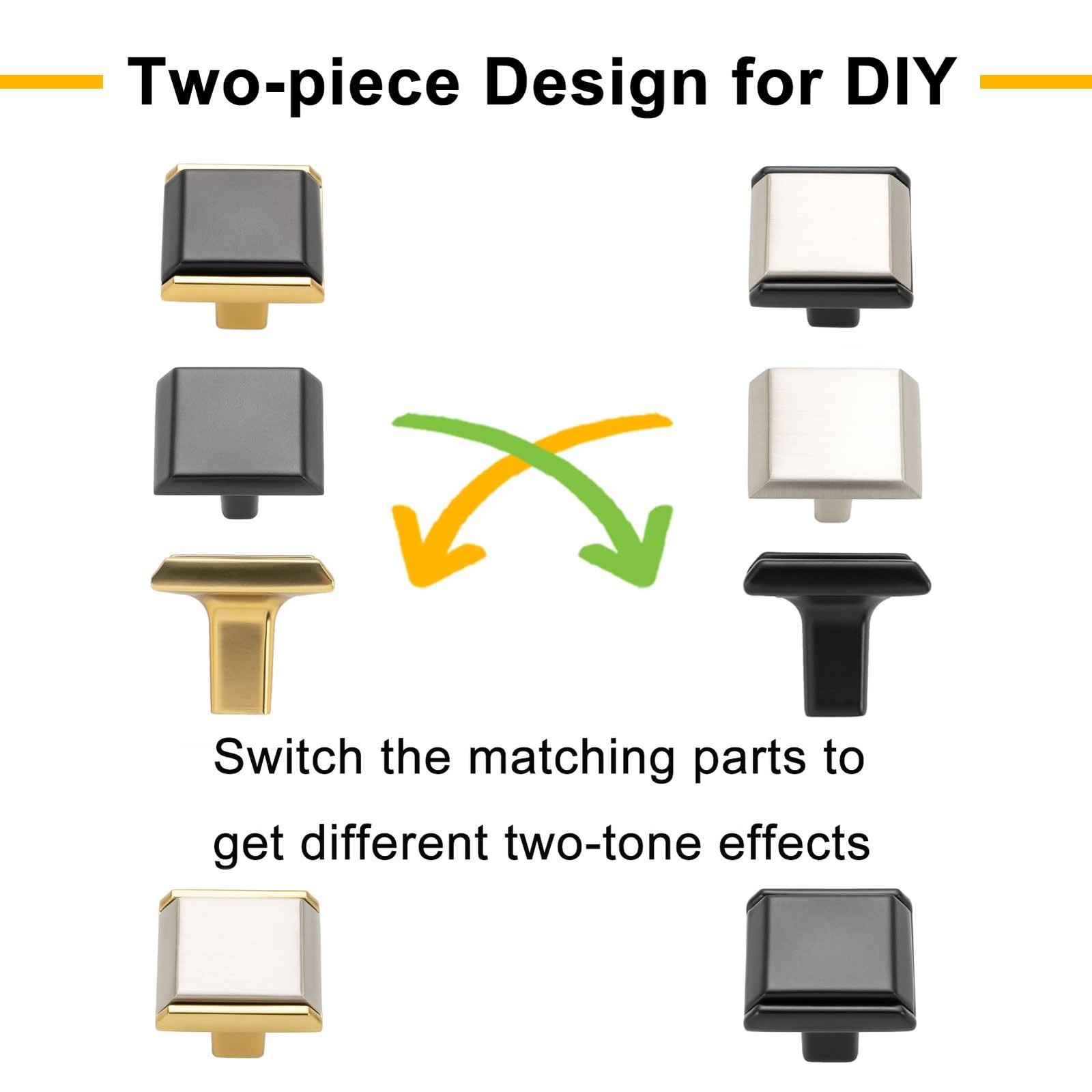 Nickel and Black Cabinet Knobs Brushed Nickel and Matte Black Drawer Knobs, 5…