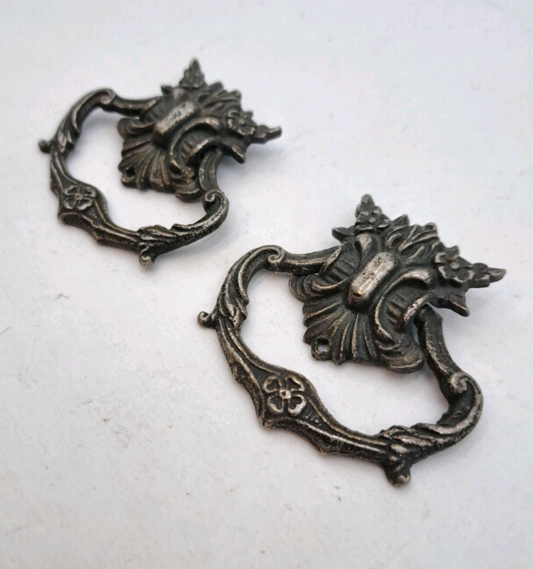 Antique Drop Handles Drawer Pulls Handle Vintage Furniture Old Hardware Lot of 2