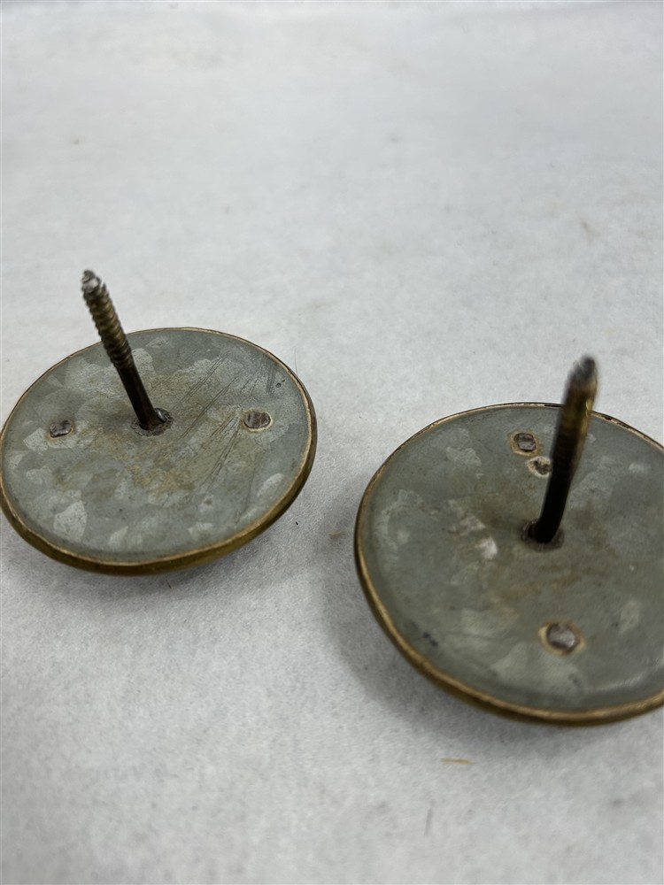 antique eagle flag drawer pulls lot 2 round glass brass 2 in original 1800