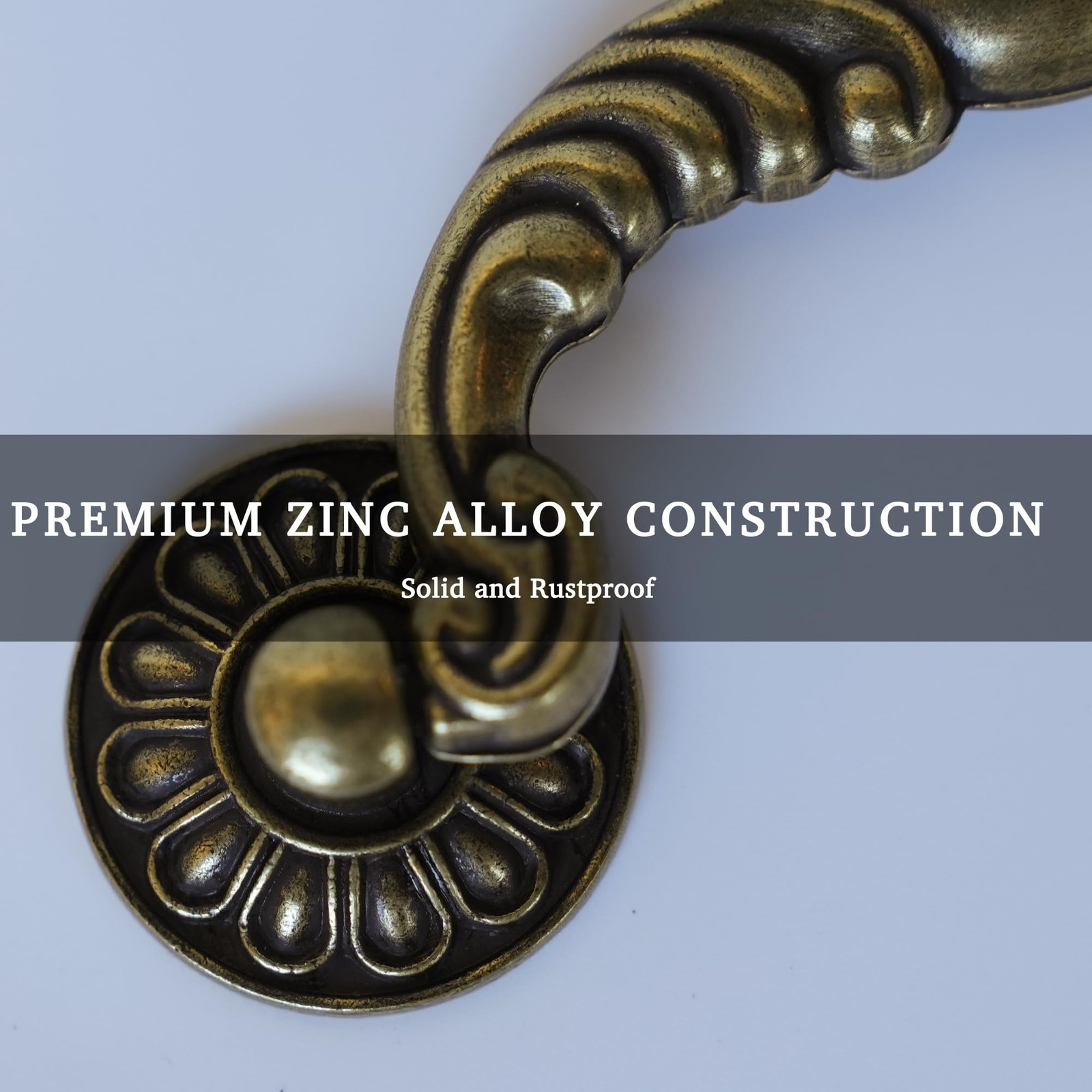 6 Pack Vintage Drop Bail Pulls, 3-1/2 Inch Hole Centers (90mm), Antique Brass Ca