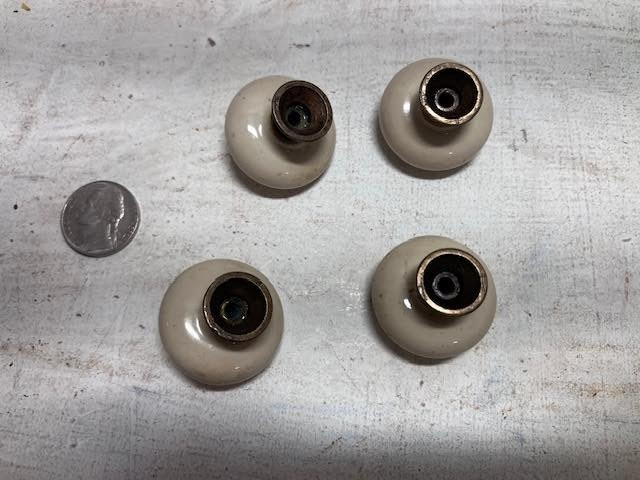 Lot of 35 Vintage Antique most speckled Solid porcelain brass drawer pull Knobs