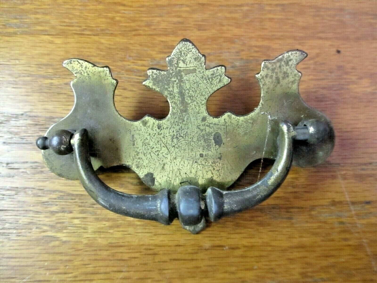 Drop Bail Pull Handle 1930s Antique English Brass 3″ Centers Chippendale 1 Vtg