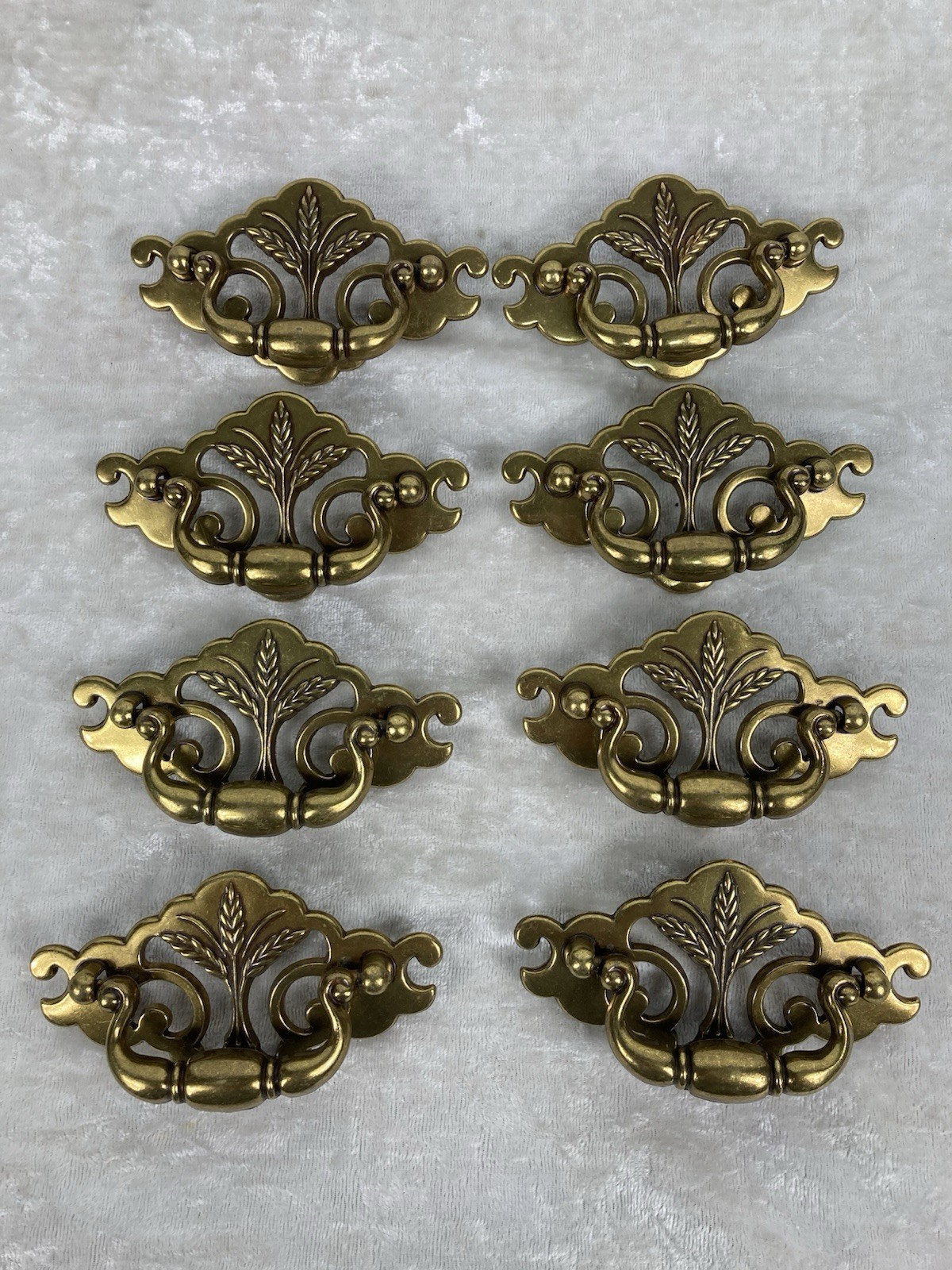 Vtg Brass Chippendale Federal Wheat Drawer Pulls Handle Bail Drop Lot of 8