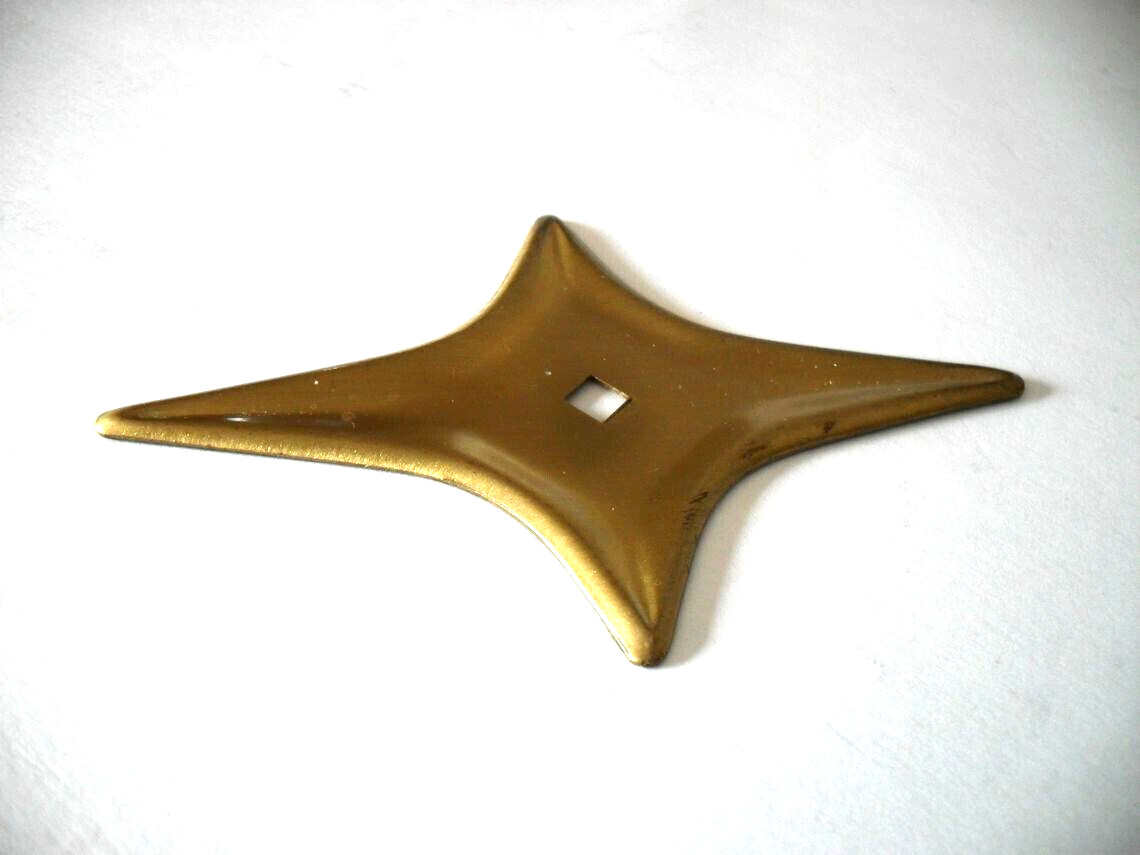 Vintage Satin Antique Brass Star Backplate for Drawer / Cabinet Knobs