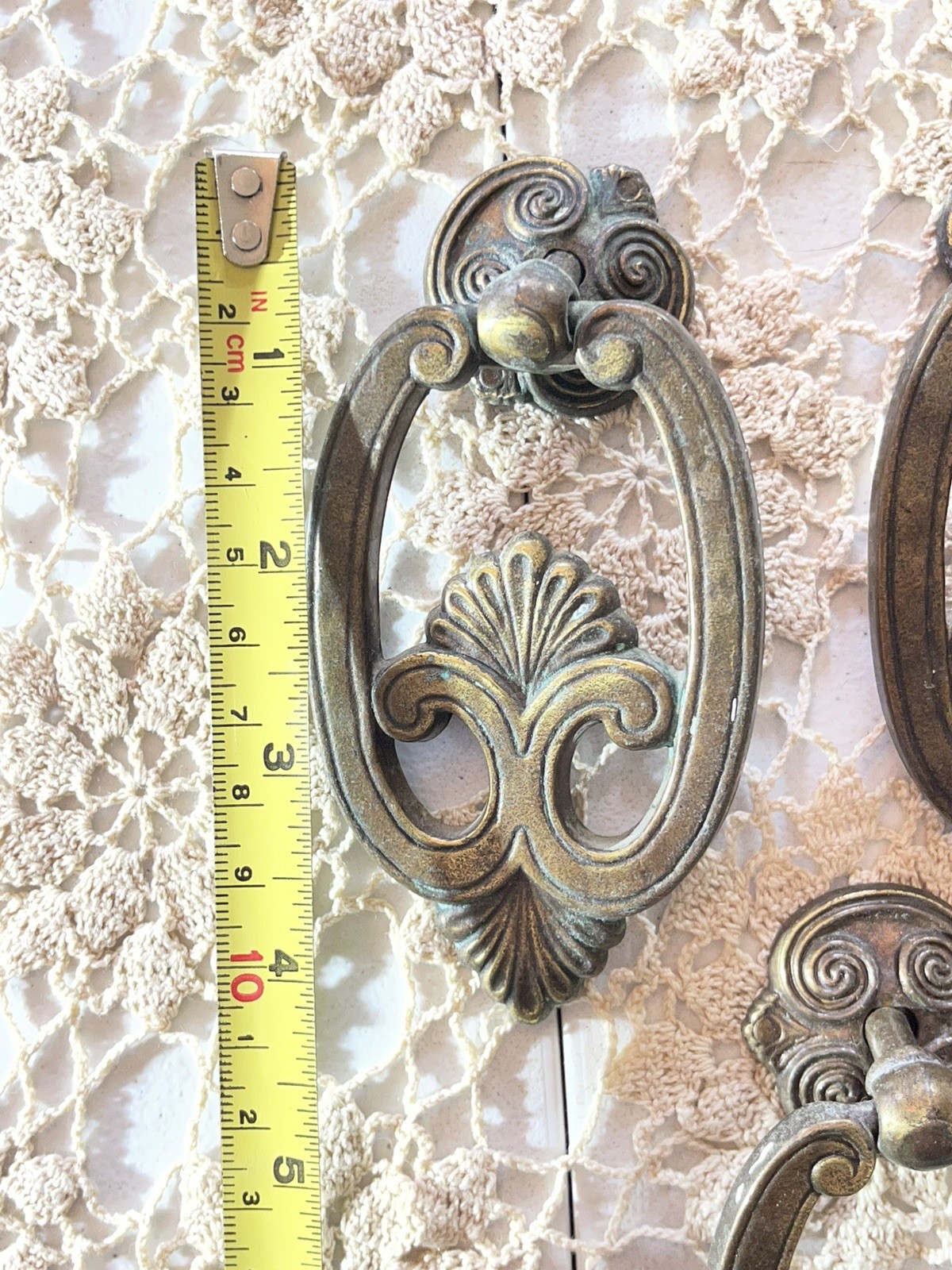 Lot 5 Vintage KBC Keeler Brass Co. Door Knocker Drop Pull Handle With Backplates