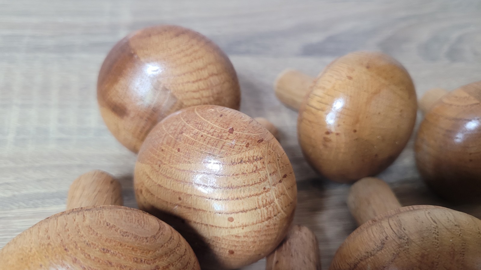 Vintage Wood Drawer Pulls Mushroom Shaped