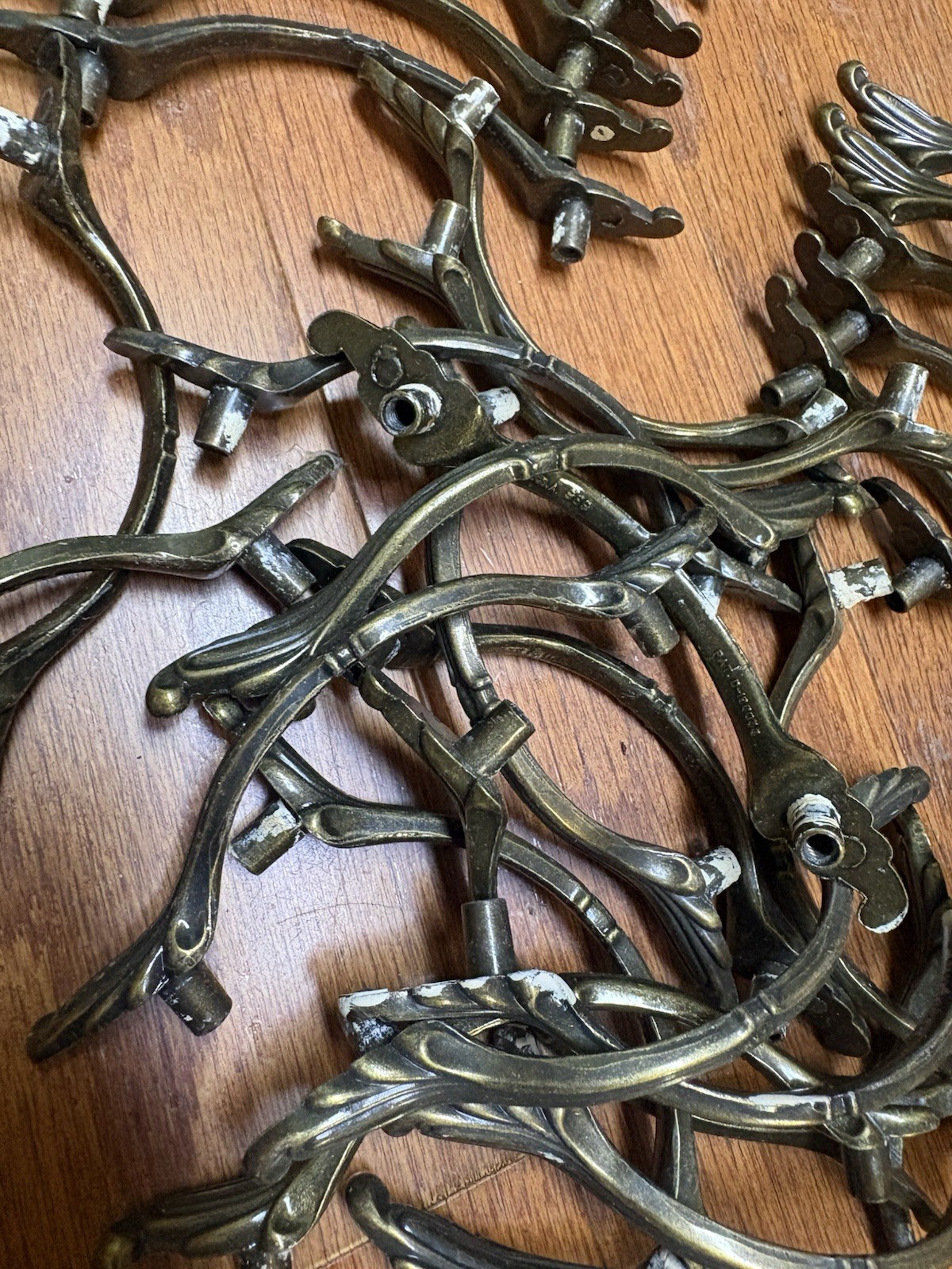 Vintage Cabinet Drawer Pulls Antique Brass 3” Centers 989A Ajax Set Of 24