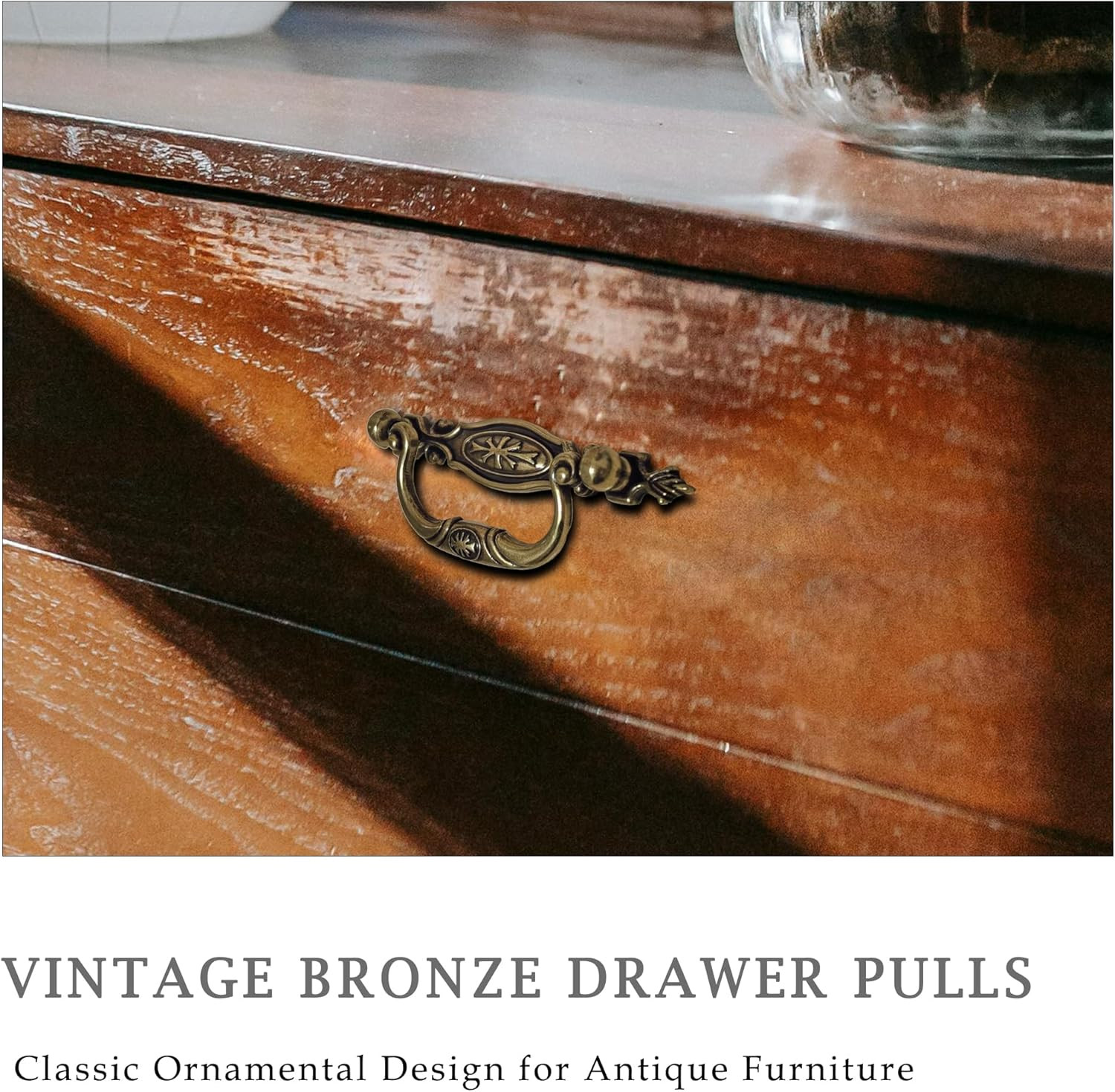 6 Pack Vintage Bronze Drawer Pulls, 3 Inch Hole Center, Antique Cabinet Handles