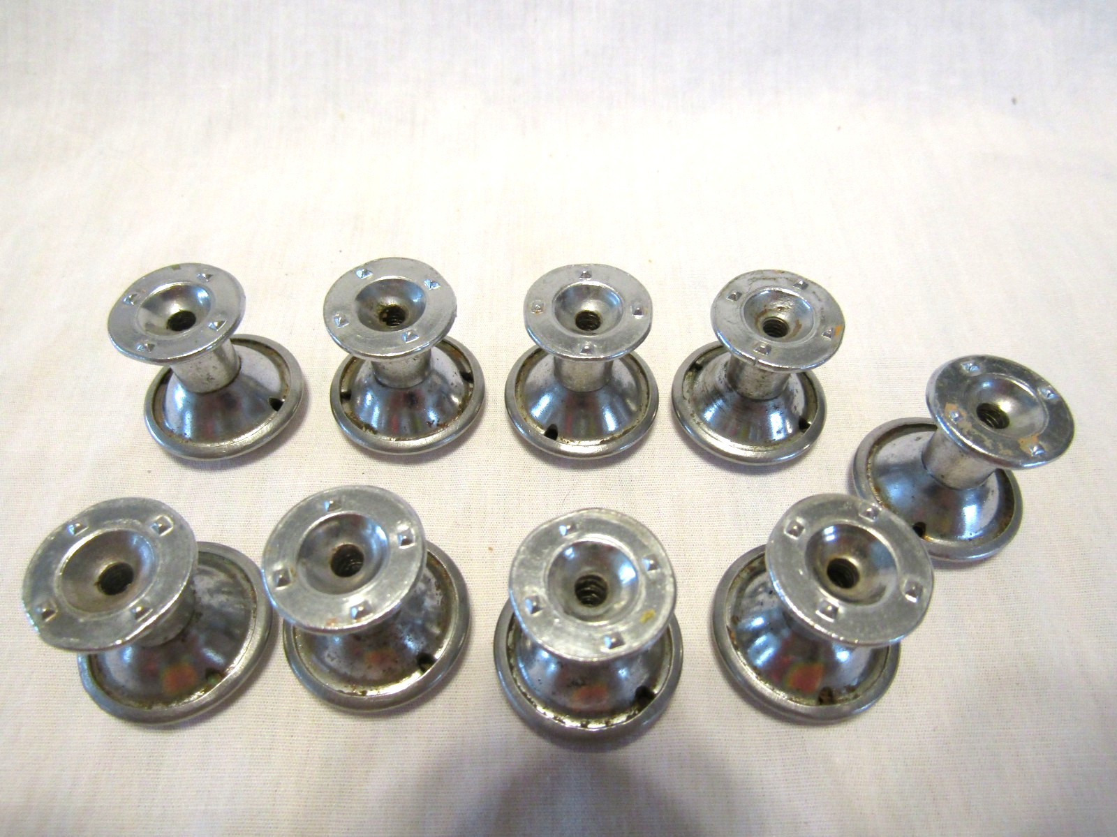 Nine Vintage 1″ Small Chrome Drawer Knobs Cabinet Door Pulls Mushroom Shaped