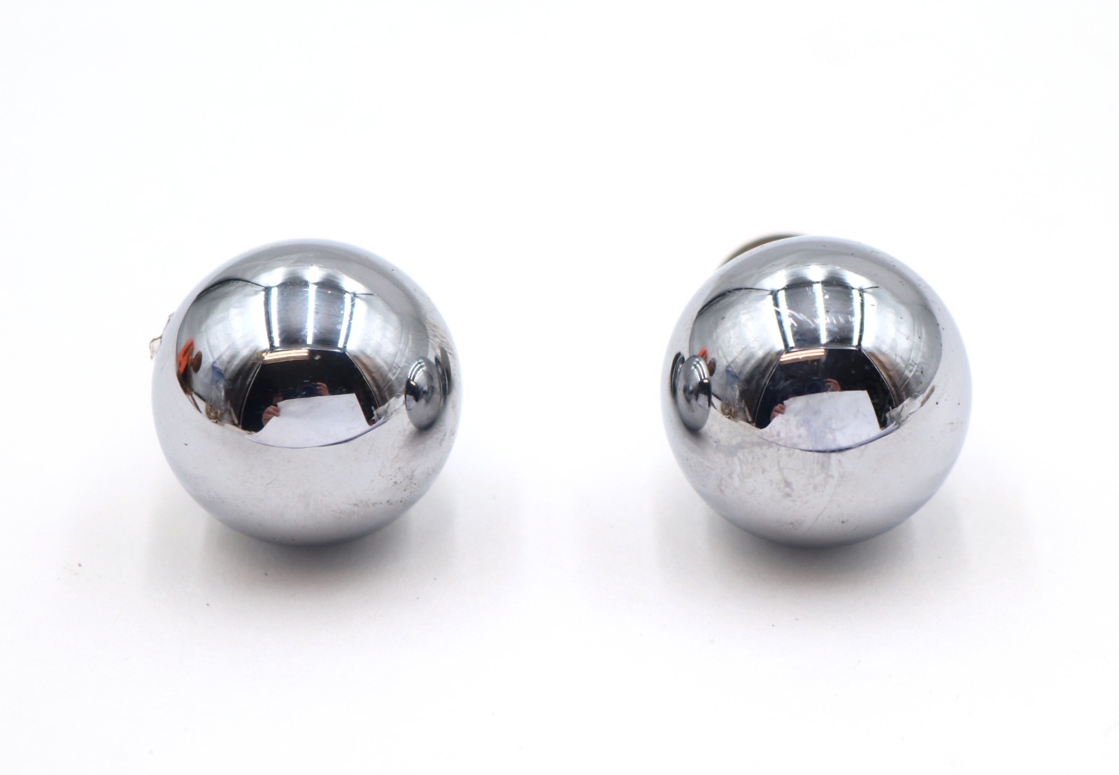 Pair of Vintage 0.875 in. Chrome Ball Cabinet Drawer Knobs