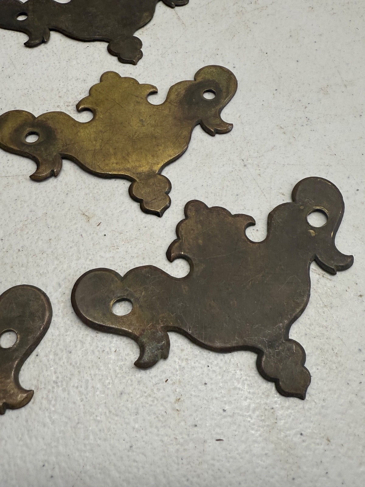 Antique Chippendale Brass batwing set of 12 old surface hardware restoration