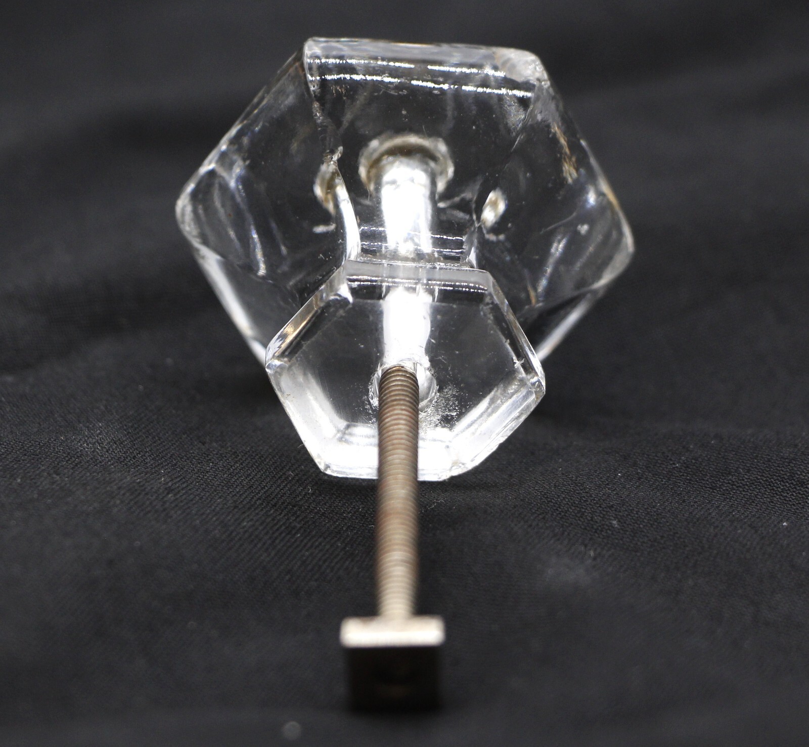 1.75 in. Vintage Hexagon Glass Drawer Cabinet Knob