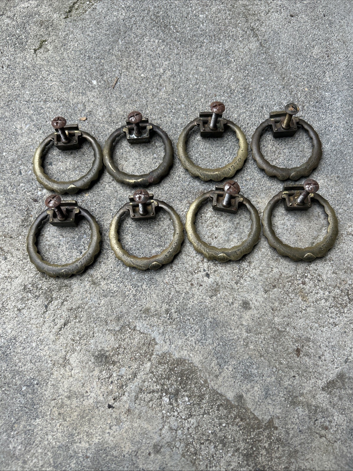 Antique brass drop bail drawer pulls