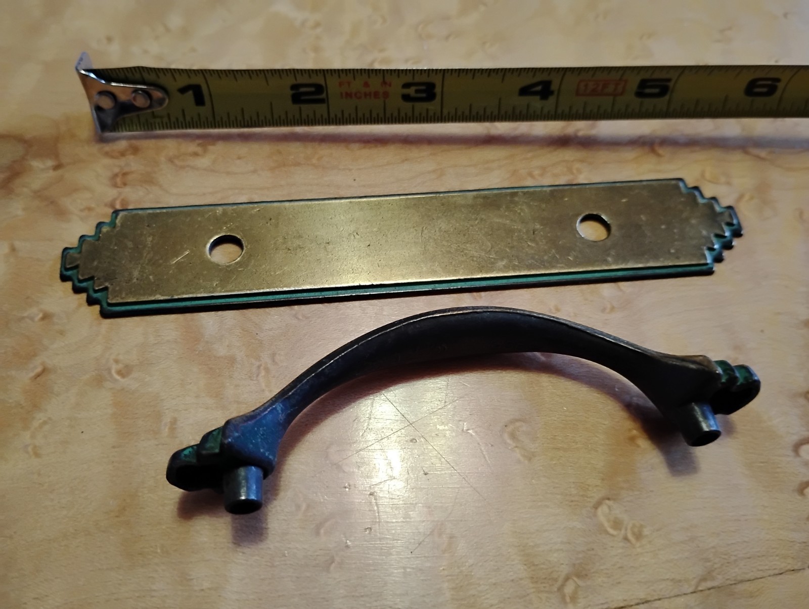 Vintage Art Deco Keeler Brass Co Green Dresser Drawer Pull Handle KBC