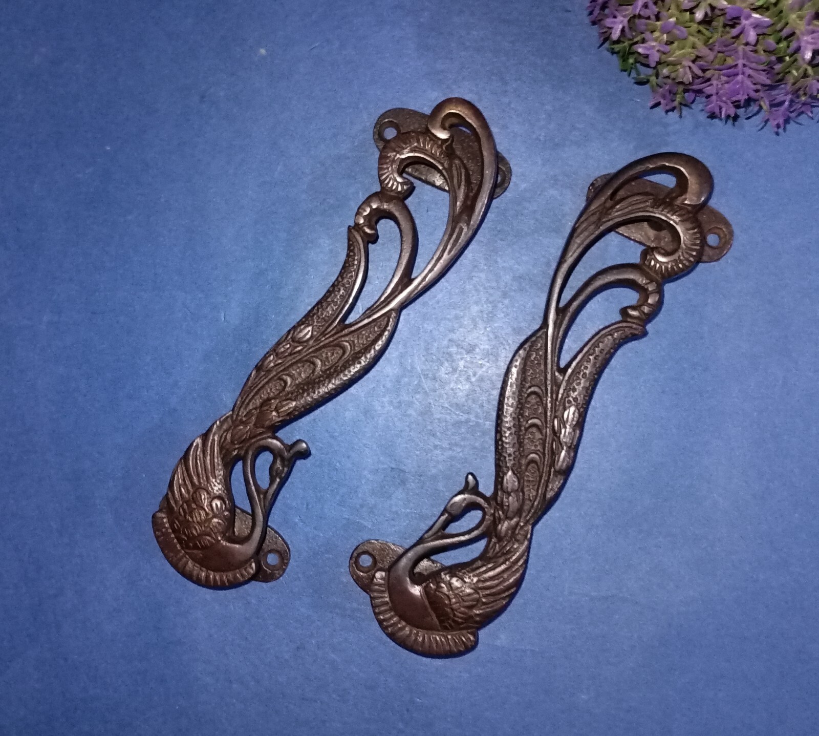 Peacock Design Cupboard Puller Brass Pheasants Bird Theme Door Handle Set AJ103