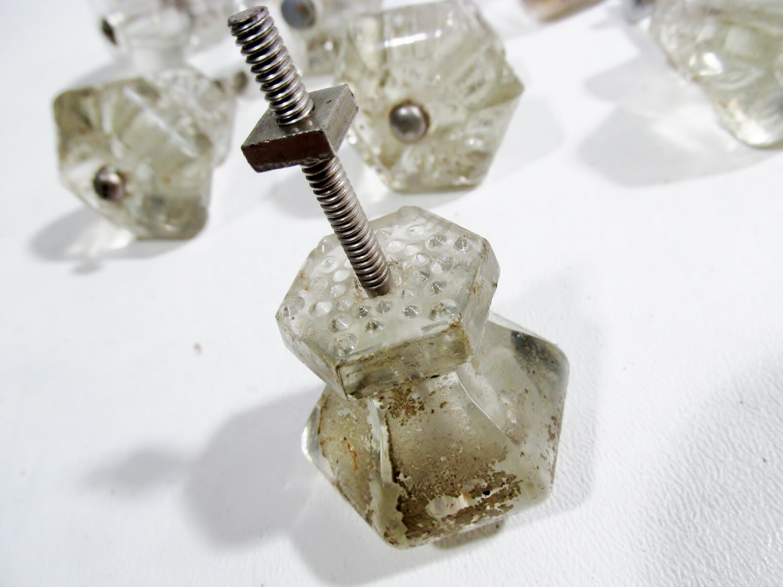 Lot 10 Antique Glass Knobs Drawer Cabinet Furniture Drawer Pulls Victorian