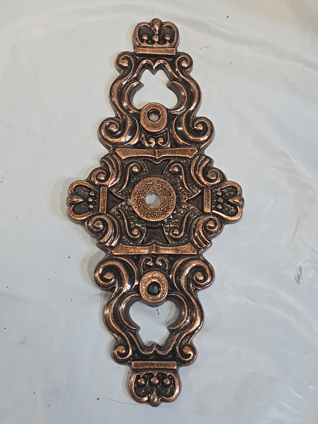 1970s Hyer Ornate Brass Cabinet Door Plate Large Hollywood Regency Vintage MCM